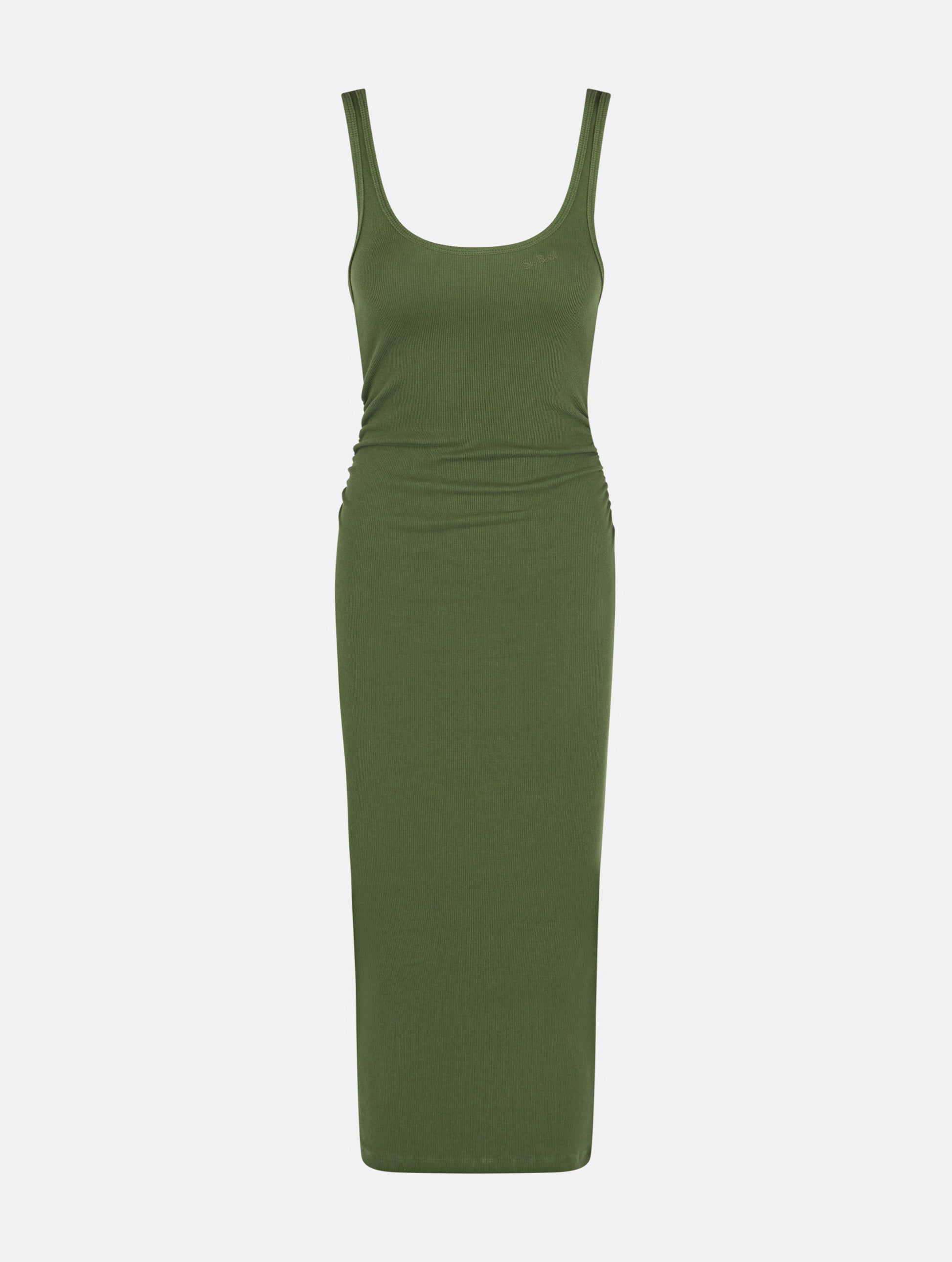 Jennifer ribbed military green cotton jersey tank dress - MC2 Saint Barth