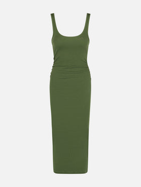 Jennifer ribbed military green cotton jersey tank dress - MC2 Saint Barth
