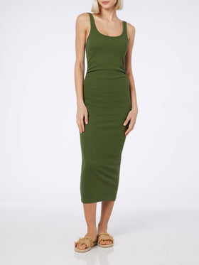 Jennifer ribbed military green cotton jersey tank dress - MC2 Saint Barth