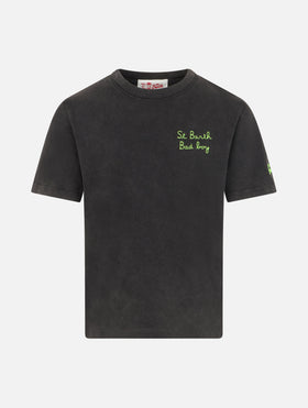 Boy black cotton t-shirt Josh - MC2 Saint Barth