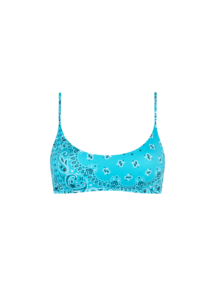 Woman bralette swimsuit with light blue bandanna print - MC2 Saint Barth