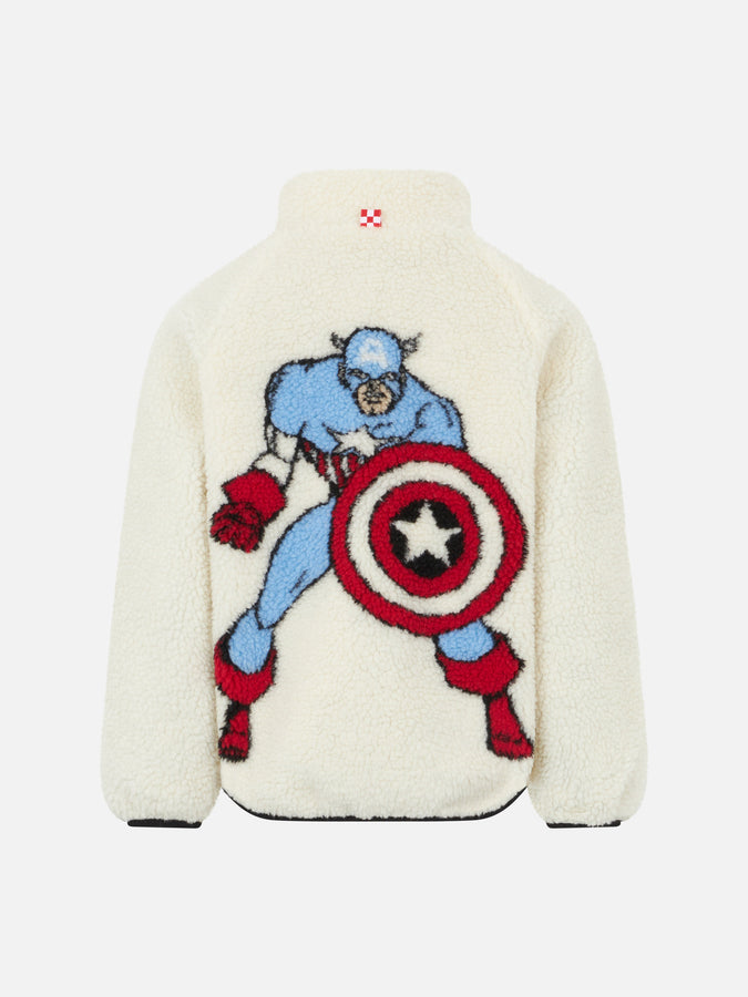 Mc2 Saint Barth Giacca sherpa da bambino con stampa Capitan America | EDIZIONE SPECIALE MARVEL