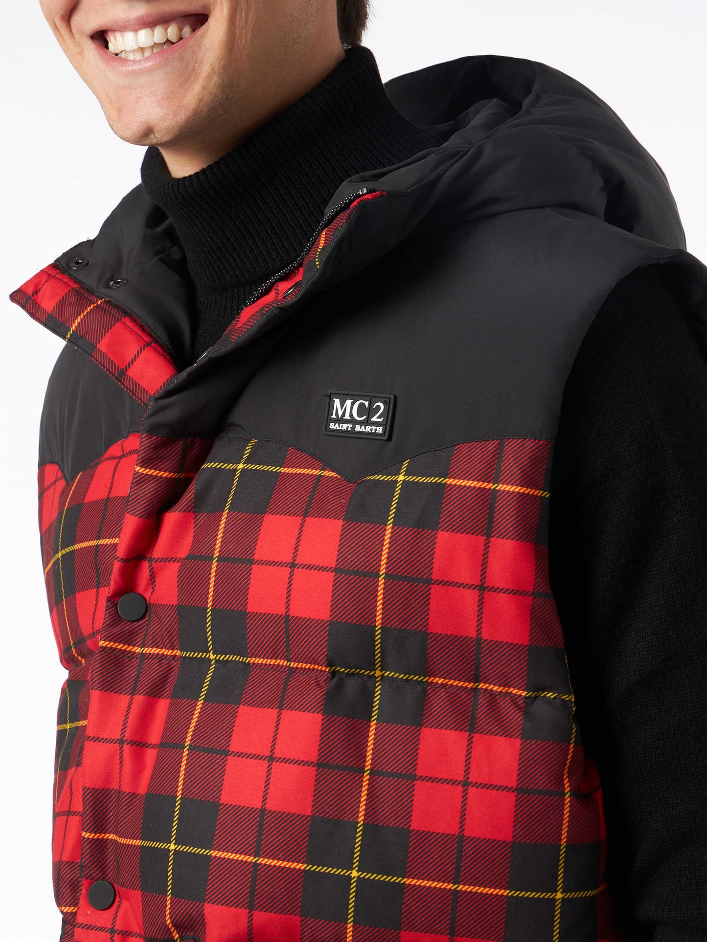 Man tartan down vest - MC2 Saint Barth