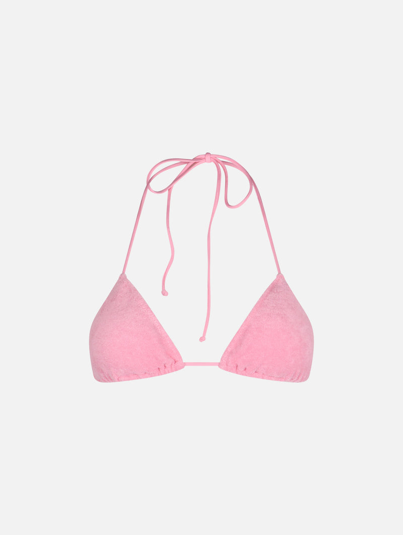 Costume da bagno donna con top a triangolo in spugna rosa Leah