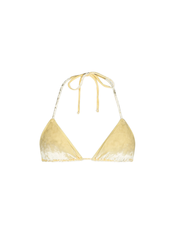 Woman yellow chenille triangle top swimsuit Leah - MC2 Saint Barth