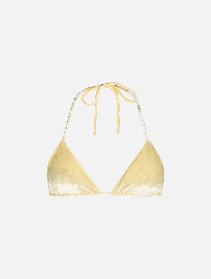 Costume da bagno da donna con top a triangolo in ciniglia giallo Leah