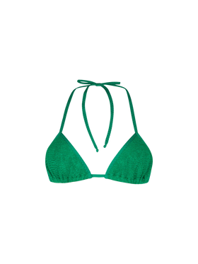 Woman green crinkle triangle top swimsuit - MC2 Saint Barth