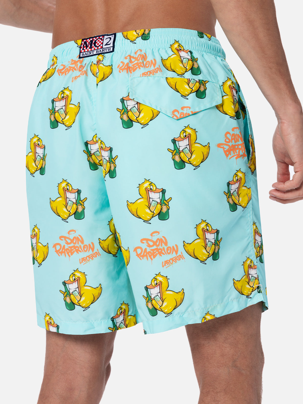 Man lightweight fabric swim-shorts Lighting with Cryptopuppets print | CRYPTOPUPPETS SPECIAL EDITION - MC2 Saint Barth