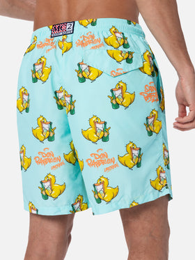 Man lightweight fabric swim-shorts Lighting with Cryptopuppets print | CRYPTOPUPPETS SPECIAL EDITION - MC2 Saint Barth