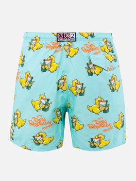 Man lightweight fabric swim-shorts Lighting with Cryptopuppets print | CRYPTOPUPPETS SPECIAL EDITION - MC2 Saint Barth