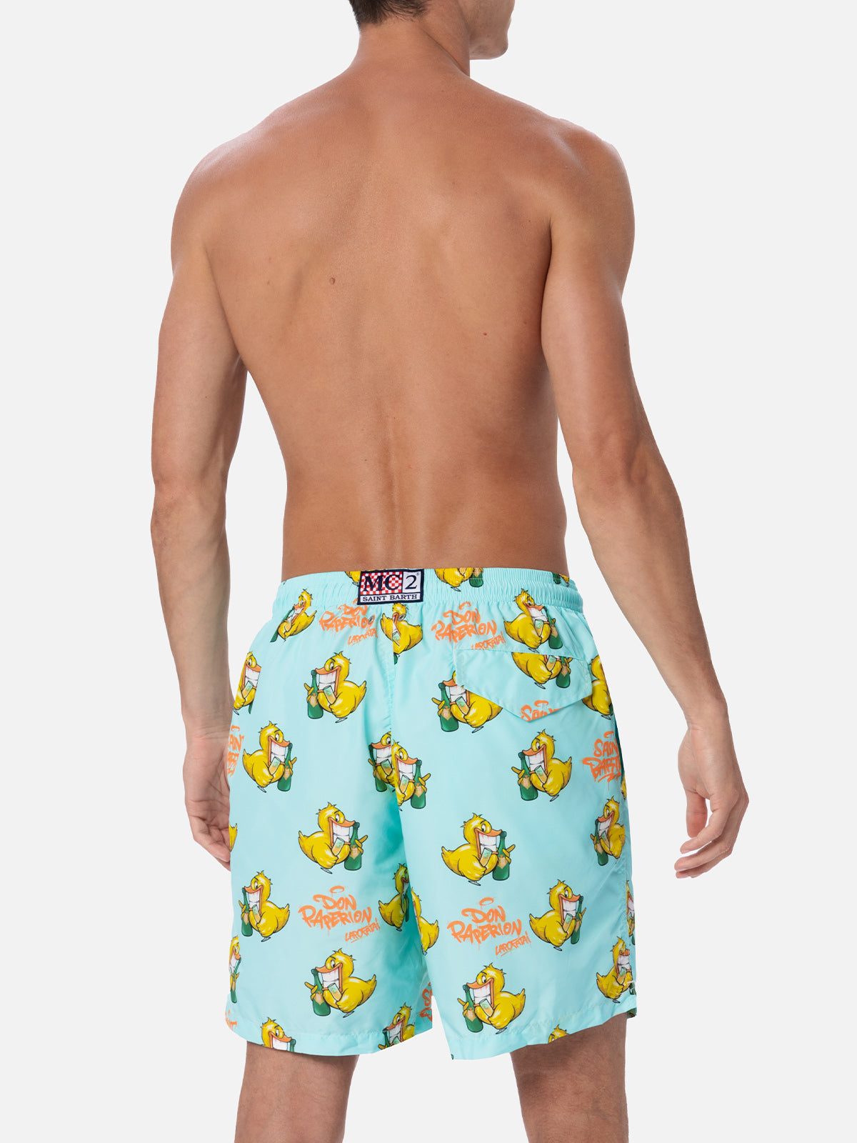 Man lightweight fabric swim-shorts Lighting with Cryptopuppets print | CRYPTOPUPPETS SPECIAL EDITION - MC2 Saint Barth