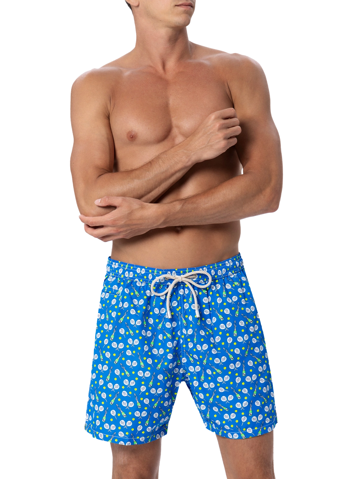 Man lightweight fabric swim-shorts Lighting Micro Fantasy with padel winner print - MC2 Saint Barth