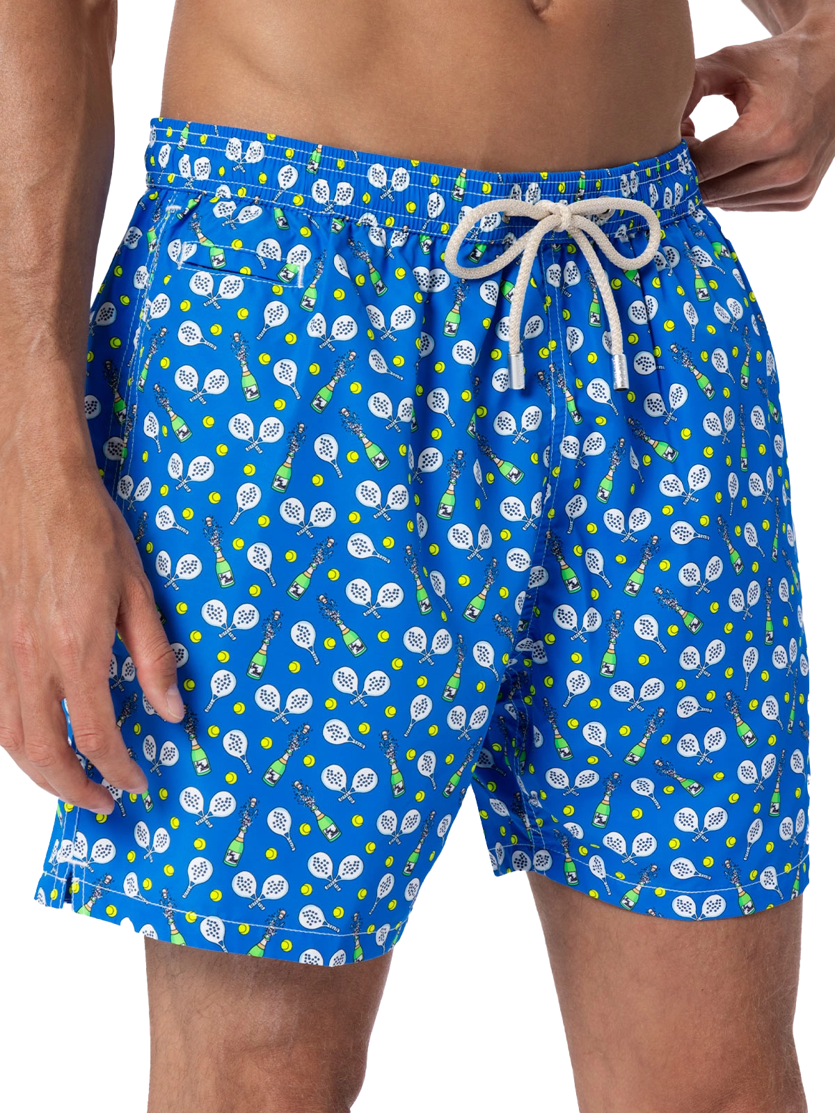 Man lightweight fabric swim-shorts Lighting Micro Fantasy with padel winner print - MC2 Saint Barth