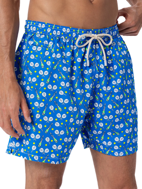 Man lightweight fabric swim-shorts Lighting Micro Fantasy with padel winner print - MC2 Saint Barth