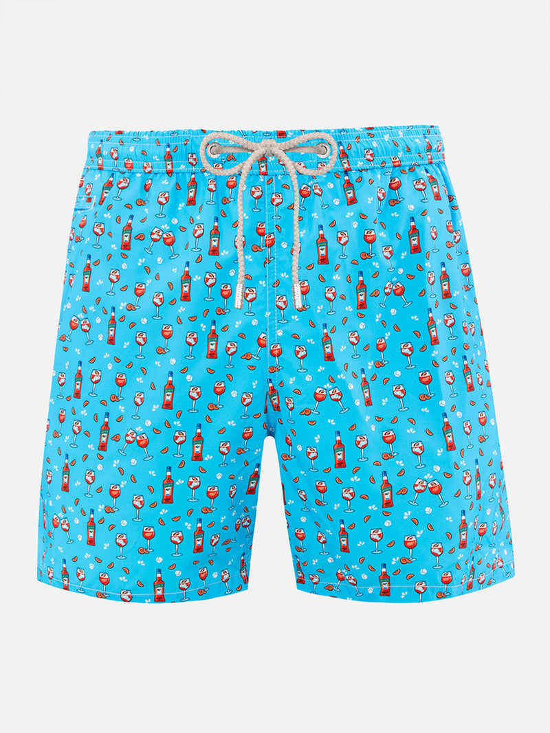 Man lightweight fabric swim-shorts Lighting Micro Fantasy with Aperol Spritz print | APEROL SPECIAL EDITION