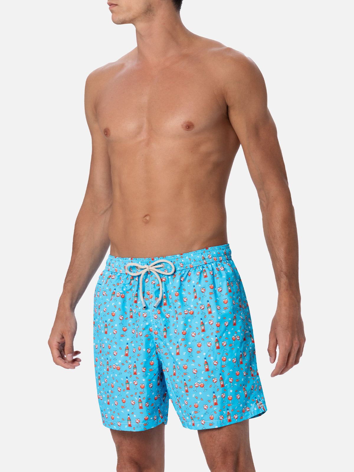 Lightweight fabric swim shorts Lighting with Aperol spritz print | APEROL SPECIAL EDITION - MC2 Saint Barth