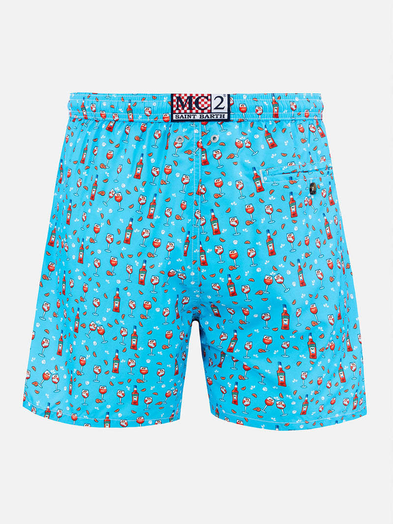 Man lightweight fabric swim-shorts Lighting Micro Fantasy with Aperol Spritz print | APEROL SPECIAL EDITION