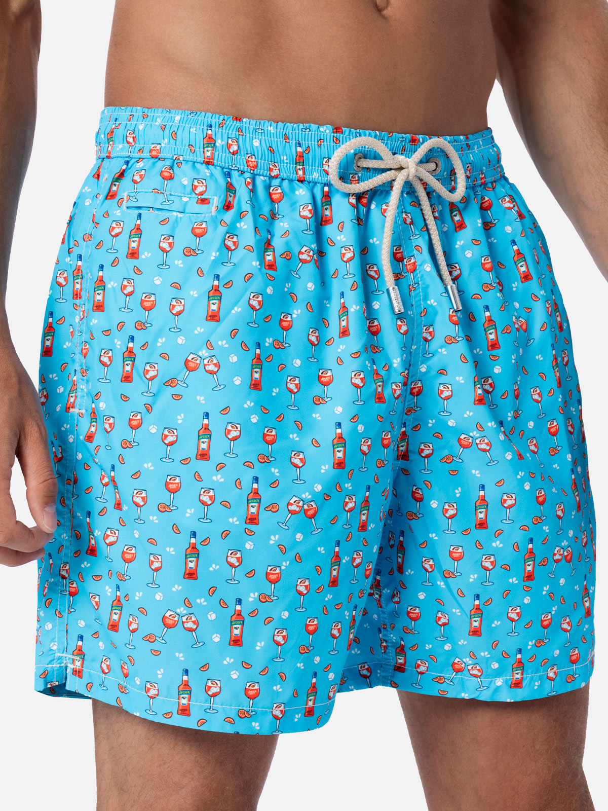 Lightweight fabric swim shorts Lighting with Aperol spritz print | APEROL SPECIAL EDITION - MC2 Saint Barth