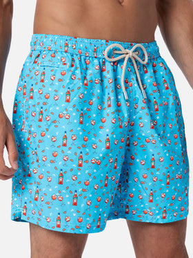 Lightweight fabric swim shorts Lighting with Aperol spritz print | APEROL SPECIAL EDITION - MC2 Saint Barth