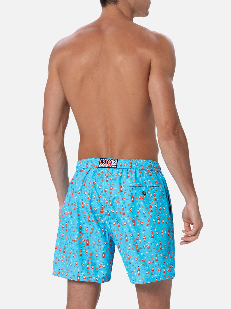 Man lightweight fabric swim-shorts Lighting Micro Fantasy with Aperol Spritz print | APEROL SPECIAL EDITION