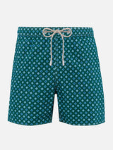 Man lightweight fabric swim-shorts Lighting Micro Fantasy with tie print