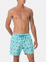 Man lightweight fabric swim-shorts Lighting Micro Fantasy with watches print