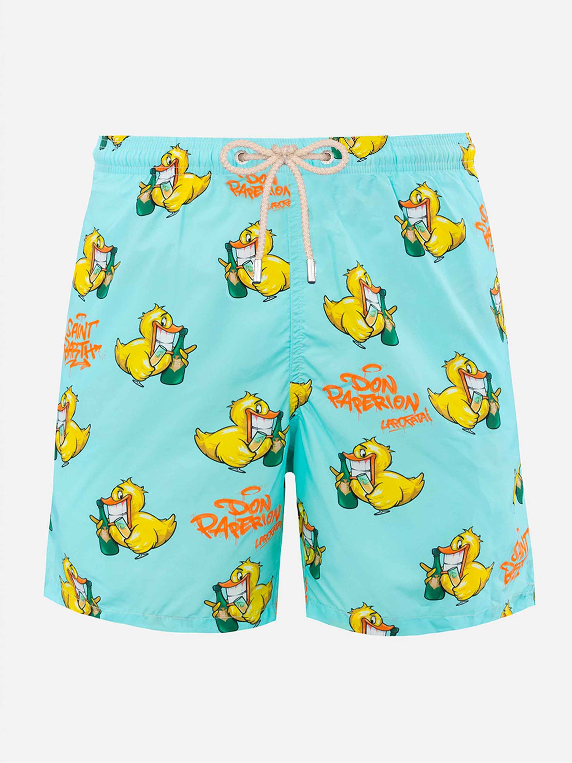 Man lightweight fabric swim-shorts Lighting with Cryptopuppets print | CRYPTOPUPPETS SPECIAL EDITION - MC2 Saint Barth