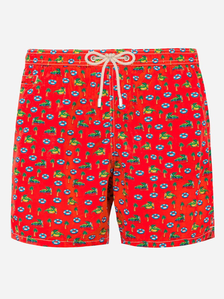 Man light fabric swim shorts with crocodile print - MC2 Saint Barth