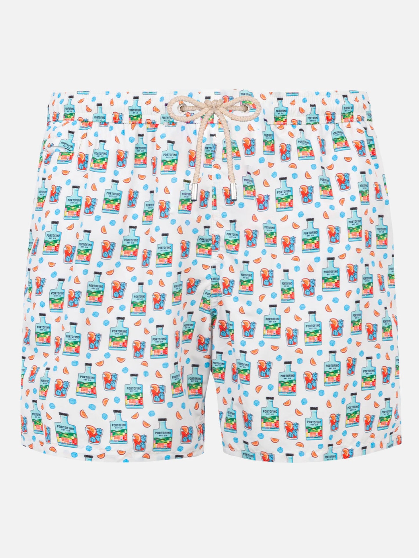 Herren-Badeshorts aus leichtem Stoff mit Gin-Print | PORTOFINO DRY GIN SONDEREDITION