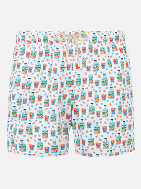 Herren-Badeshorts aus leichtem Stoff mit Gin-Print | PORTOFINO DRY GIN SONDEREDITION