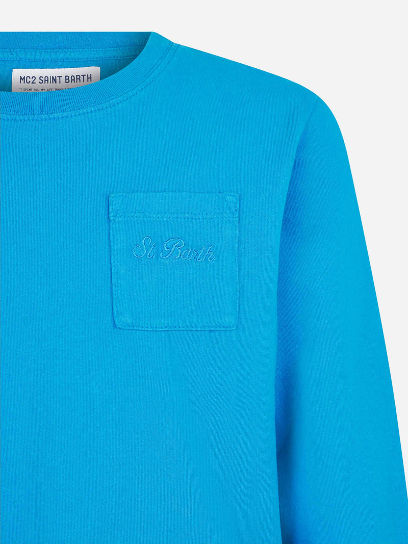 Blaues T-Shirt aus schwerer Baumwolle für Jungen
