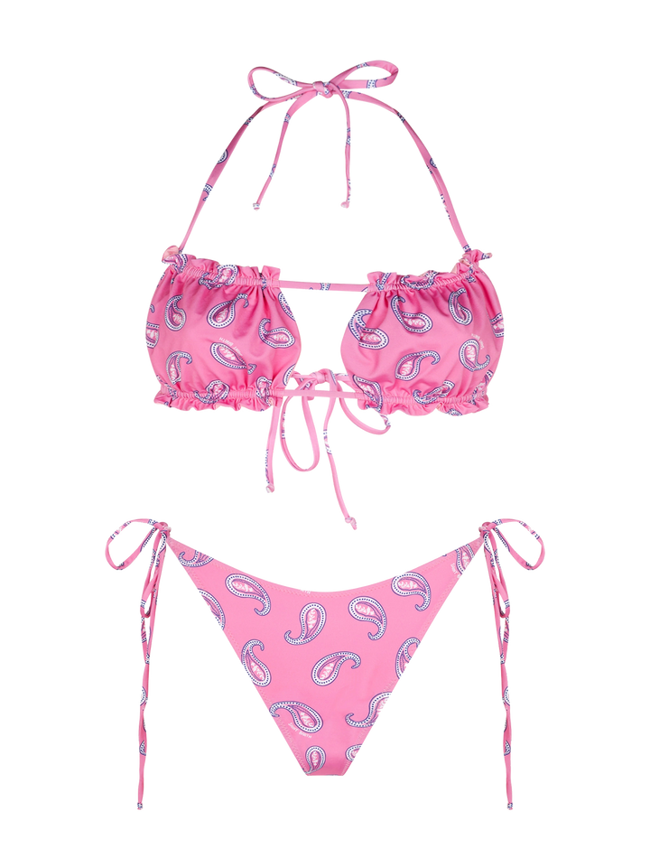 Bikini da donna a fascia con stampa paisley