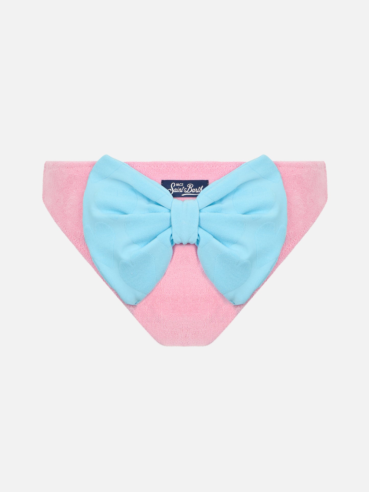 Girl pink terry swim briefs Madame with bow - MC2 Saint Barth