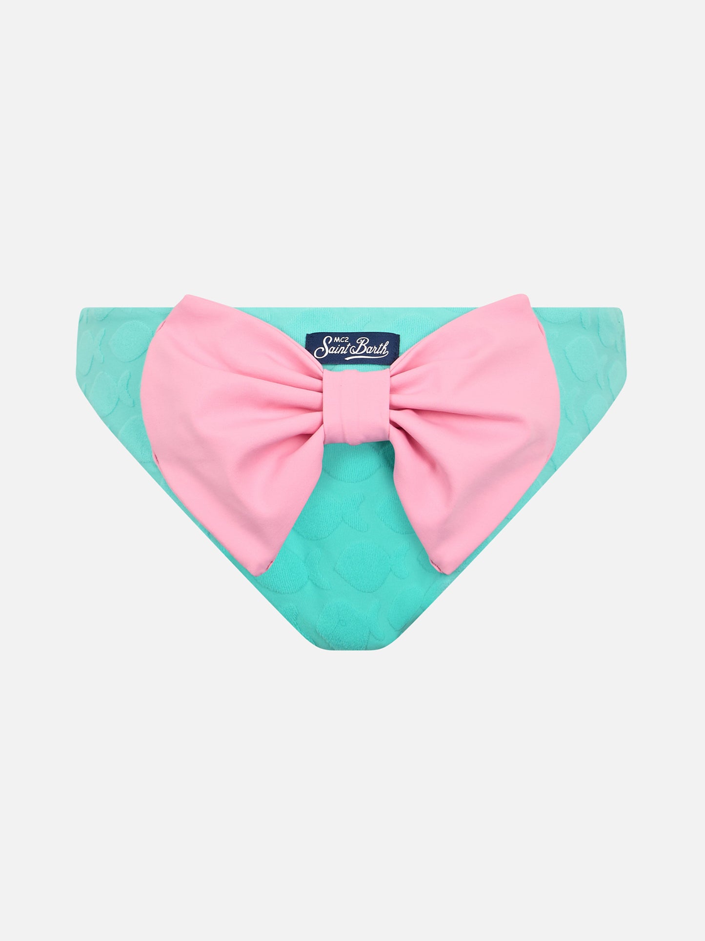 Girl water green swim briefs Madame with bow - MC2 Saint Barth