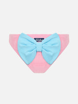 Girl pink terry swim briefs Madame with bow