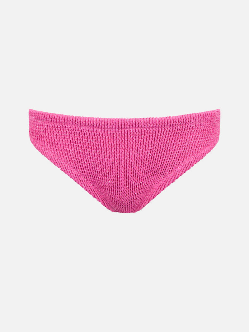 Slip mare da bambina rosa crinkle con fiocco