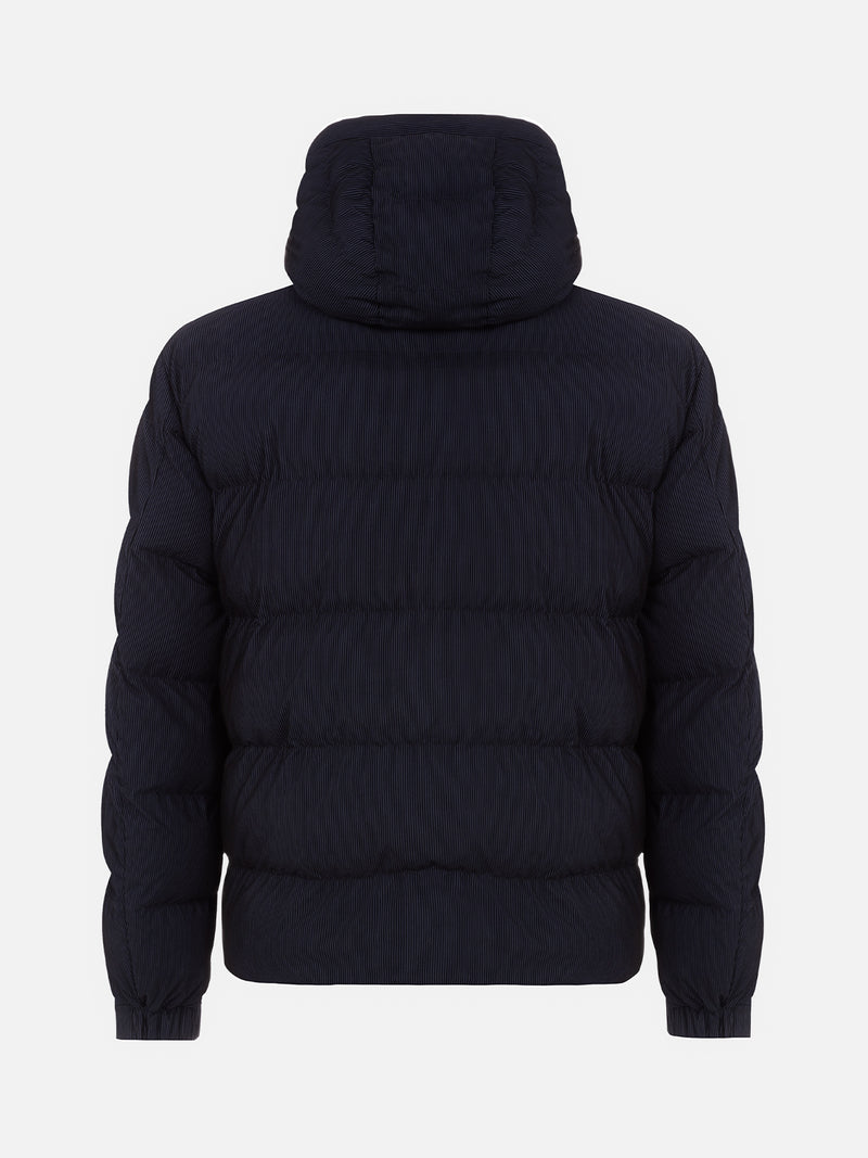 Man navy blue corduroy-like hooded puffer jacket Maier