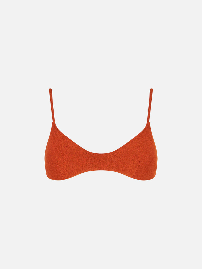 Orangefarbenes Bralette mit Lurex-Oberteil