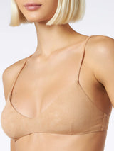 Beigefarbenes Bralette mit Wildledereffekt