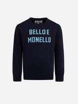 Boy crewneck sweater with Bello e Monello print