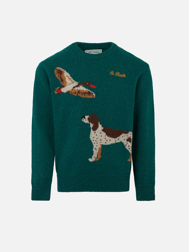 Boy crewneck donegal sweater with country dog jacquard - MC2 Saint Barth