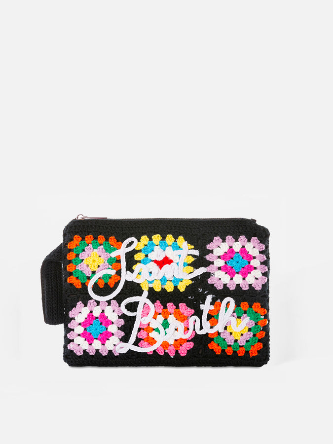 Mc2 Saint Barth Pouch Parisienne crochet nera con ricamo Saint Barth