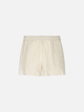 Meave cream linen pull up shorts - MC2 Saint Barth
