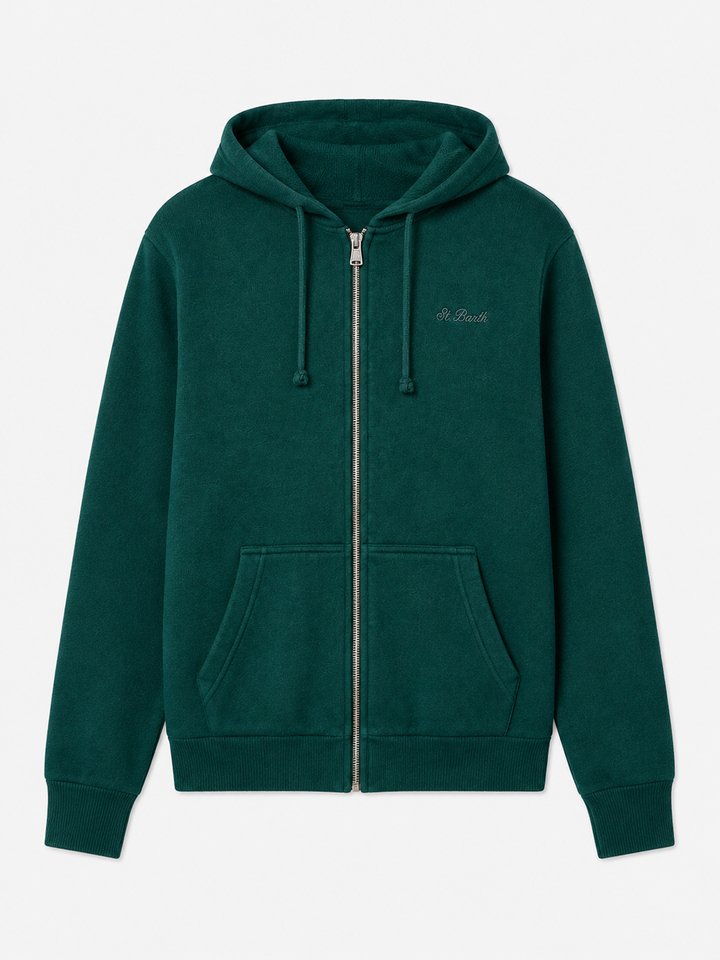 Mahony Woll-Kapuzenpullover in einfarbigem Grün 