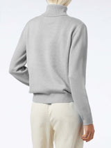 Maglione da donna a collo alto in cashmere puro grigio mélange Moody