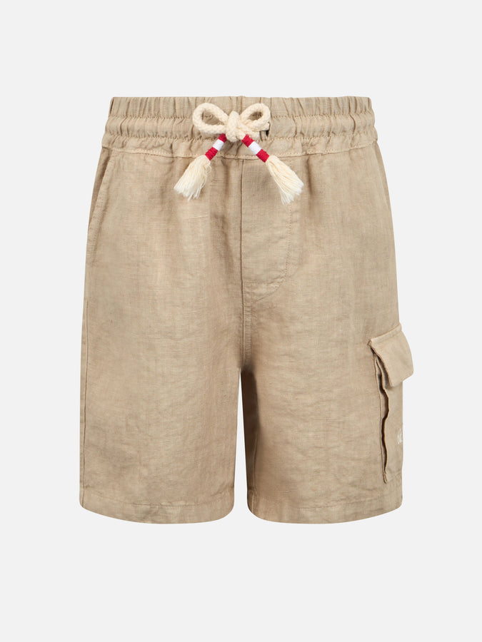 Mc2 Saint Barth Bermuda da bambino in lino beige Marsiglia Jr