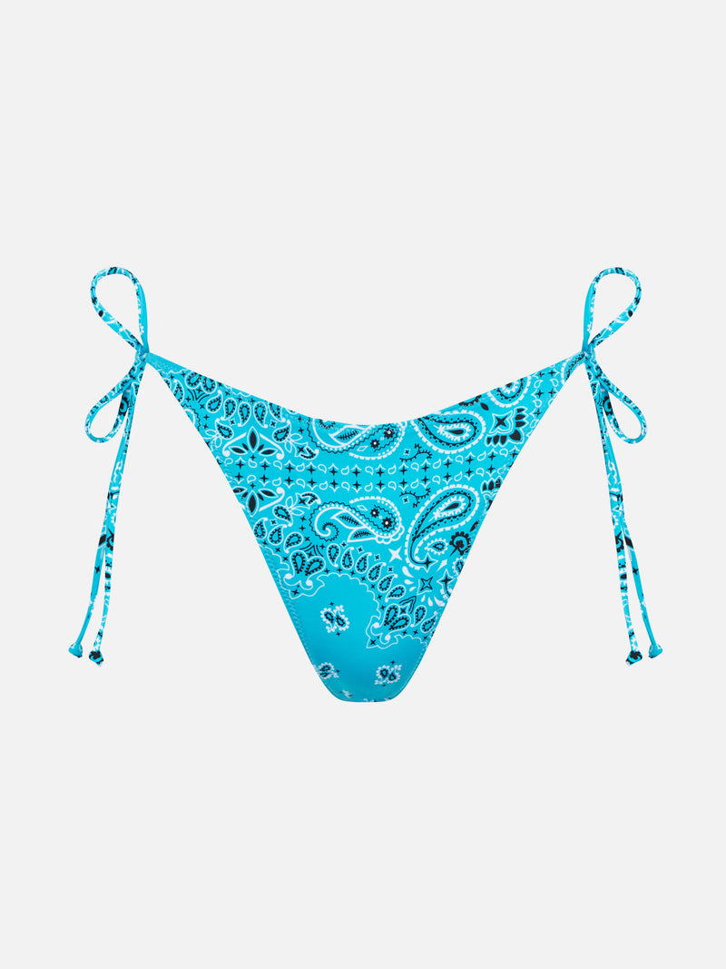 Woman swim briefs with bandanna print