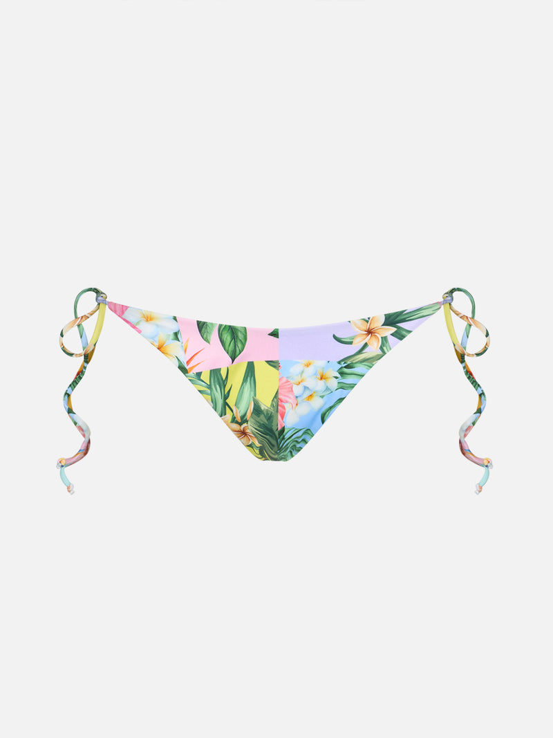 Patch flower print swim briefs