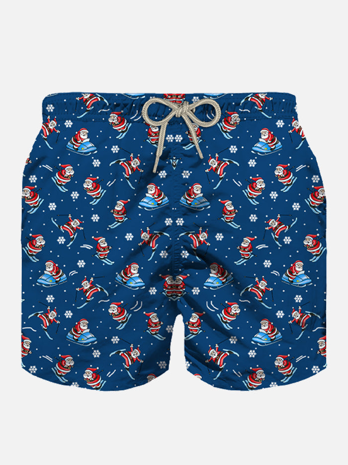 Costume da bagno uomo in tessuto leggero con stampa Happy Santa Claus