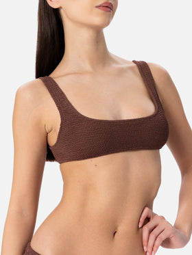 Bikini bralette froissé marron pour femme Naima Elise 